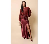 Little Mistress Cherry Satin Maxi Skirt In Red Red