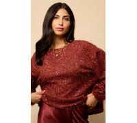 Little Mistress Cherry Sequin Eyelash Jumper In Red Red M