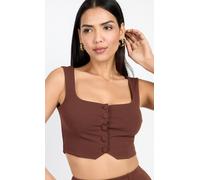 Little Mistress Chocolate Brown Button Front Bralette Top Brown 12