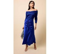 Little Mistress Cobalt Blue Gathered Detail Satin Midaxi Skirt Blue 10