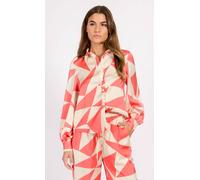 Little Mistress Coral Geo Print Satin Shirt Coral L