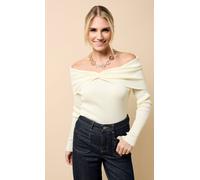 Little Mistress Women's Cream Knot Detail Bardot Jumper | Size: Medium Little Mistress Cream M