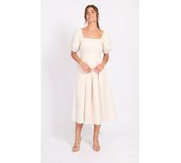 Little Mistress Cream Leaf Texture Midaxi Dress Cream 12