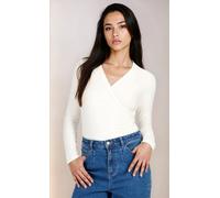 Little Mistress Women's Cream Mock Wrap Top | Size: XL Little Mistress Cream XL