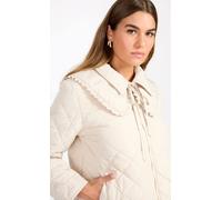 Little Mistress Cream Quilted Collar Detail Jacket Cream M