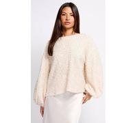 Little Mistress Cream Sequin Fringe Top Cream XL