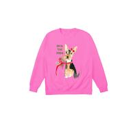 Little Mistress Deck The Paws Jumper In Bright Pink Bright Pink M