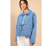 Little Mistress Women's Denim Quilted Tie Detail Jacket by Vicky Pattison in Blue | Size: XL Little Mistress Blue XL