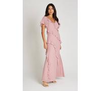 Little Mistress Dusty Pink Off Shoulder Ruffle Maxi Dress Dusty Pink 8