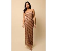 Little Mistress Embellished Bandeau Maxi Dress In Tan Tan 10