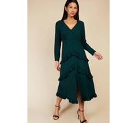 Little Mistress Emerald Green Frill Midaxi Dress Green 12