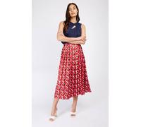 Little Mistress Geo Print Satin Pleated Midi Skirt Multi 10