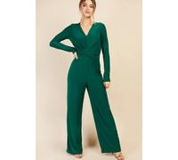 Little Mistress Green Crossover Detail Jumpsuit Green 12