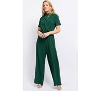 Little Mistress Green Drape Detail Jumpsuit In Bottle Green Bottle Green 14