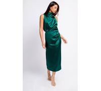 Little Mistress Green Satin Drape Midaxi Skirt In Dark Green Dark Green 8