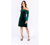 Little Mistress Iska Green Velvet Bardot Mini Dress Green 18