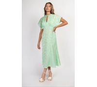 Little Mistress Iska Sage Floral Jacquard Midaxi Dress In Light Green Light Green 16