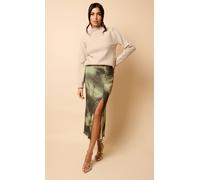 Little Mistress Khaki Print Midaxi Skirt Khaki 10