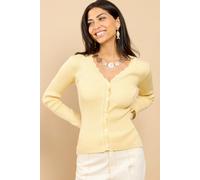 Little Mistress Lemon Scallop Knit Cardigan Lemon XL