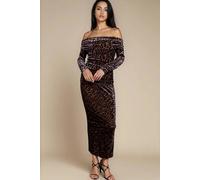 Little Mistress Leopard Print Velvet Midaxi Skirt Multi 16