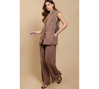 Little Mistress Women's Mink Wide Leg Trousers in Brown | Size: 10