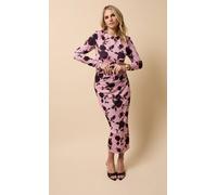 Little Mistress Multi Floral Print Gathered Midaxi Dress Multi 12