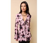 Little Mistress Multi Floral Print Tie Detail Top Multi 14