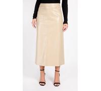 Little Mistress Oatmeal Cracked Pu Midaxi Skirt In Natural Natural