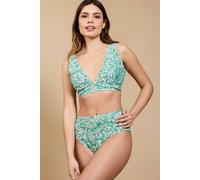 Little Mistress Women's Octavie Green Print High Waist Bikini Bottoms | Size: 18 Little Mistress Green 18