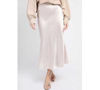 Little Mistress Oyster Satin Midi Skirt by Vogue Williams Champagne