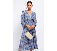 Little Mistress Peacock Print Midaxi Dress Multi