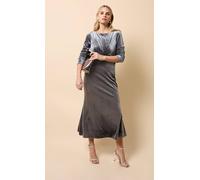 Little Mistress Pewter Velvet Midaxi Dress In Grey Grey 8