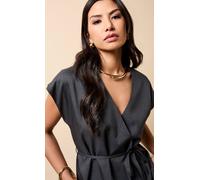 Little Mistress Pewter Wrap Waistcoat In Grey Grey 10