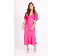 Little Mistress Women's Pink Lace Satin Midi Dress | Size: 14 Little Mistress Pink 14