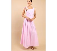 Little Mistress Pink Stripe Asymmetric Midaxi Dress Pink
