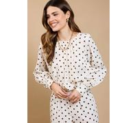 Little Mistress Polka Dot Balloon Top In Cream Cream