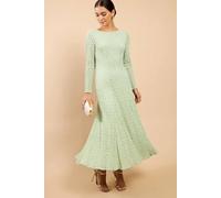 Little Mistress Women's Sage Green Textured Midaxi Dress | Size: 12 Little Mistress Green 12