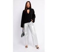 Little Mistress Silver Coated Trousers Silver