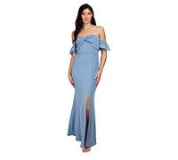 Little Mistress Steel Blue Twist Detail Bardot Maxi Dress, 16