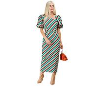Little Mistress Stripe Asymmetric Neck Midi Bodycon Dress, 12 Multi