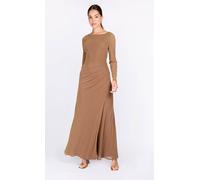 Little Mistress Taupe Lurex Long Sleeve Maxi Dress Taupe