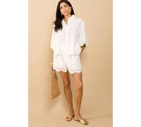 Little Mistress White Embroidered Shorts White