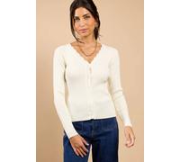 Little Mistress White Scallop Knit Cardigan White S