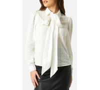 Little Mistress Women's Aleeza White Embroidered Pussybow Shirt | Size: 10 Little Mistress White 10