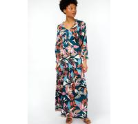 Little Mistress Women's Barcelona Leaf Print Satin Frill Maxi Dress | Size: 12 Little Mistress Multicolor 12