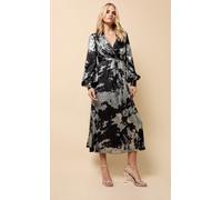 Black Silver Foil Midaxi Dress Little Mistress Black 10