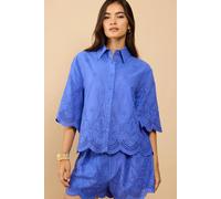 Little Mistress Women's Blue Embroidered Shirt | Size: Medium Little Mistress Blue M