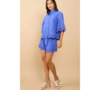 Little Mistress Women's Blue Embroidered Shorts | Size: Large Little Mistress Blue L