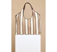 Little Mistress Women's Camel & Cream Stripe Fabric Oversized Shopper Bag in Beige Little Mistress Beige