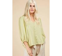 Little Mistress Women's Chartreuse Check Button Detail Top in Green | Size: 12 Little Mistress Green 12